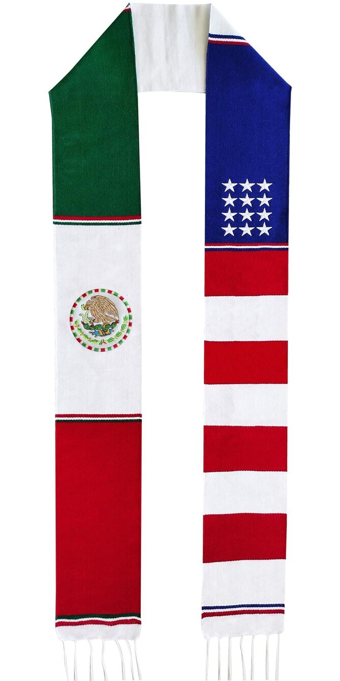 2108 Authentic Mexican Graduation Sash, Mexican American Flag Sarape